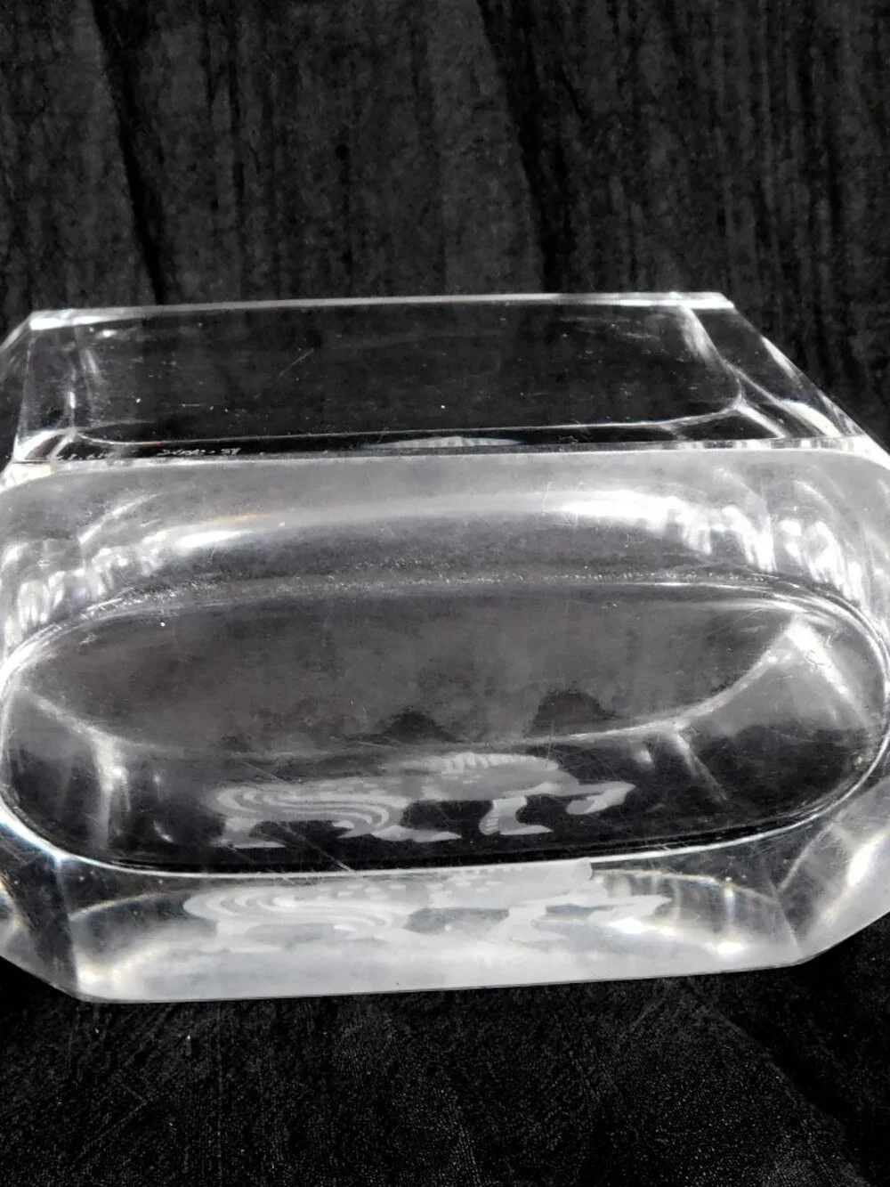 Heavy Cut Crystal Vase with Horse Design # 27451